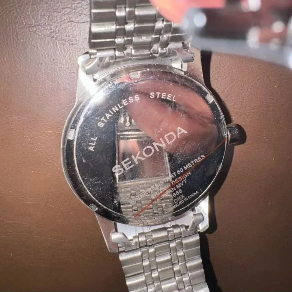 Sekonda Classic Mens Stainless Steel Black Dial Water Resistant Model 1665 Watch